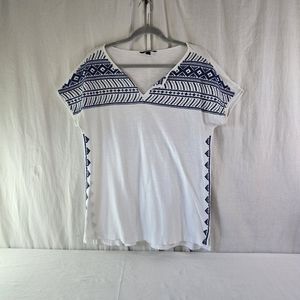 Lands end women's pullover v neck top size M(10-12) in white